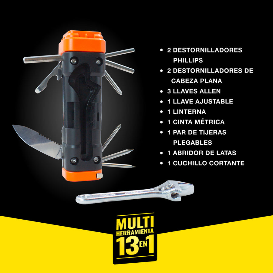 LINTERNA MULTIFUNCIONAL 13 EN 1 – TU ALIADO PERFECTO PARA CUALQUIER SITUACIÓN