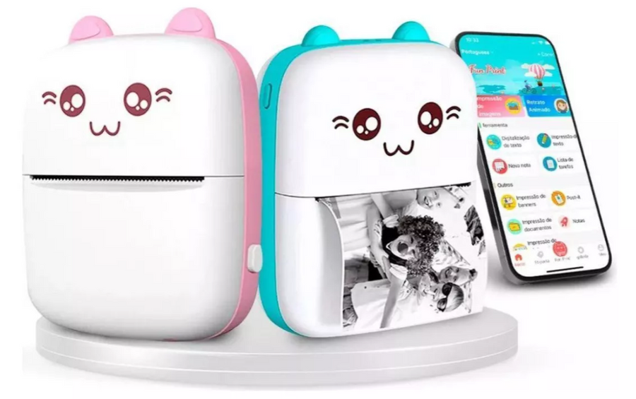 Mini Impresora Digital Gatito - 5 Rollos