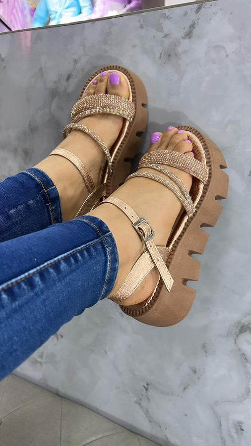 Hermosas Sandalias Tractor Con Pedritas Mágicas